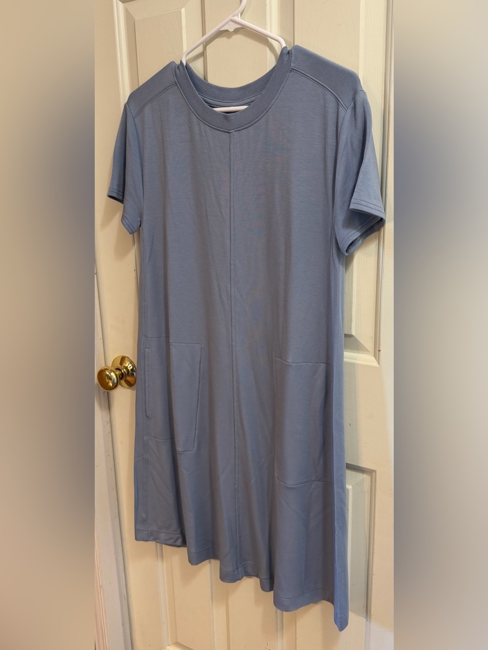 Lou & Grey Dusty-Blue Short-Sleeve Dress | Minimal Aesthetic Athleisure Comfy |S - Picture 2 of 6